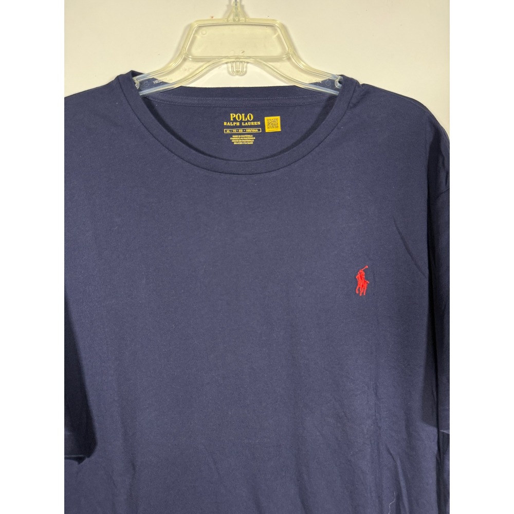 Polo Ralph Lauren Mens Crewneck T-Shirt Navy Blue Red Pony Logo XL NWT